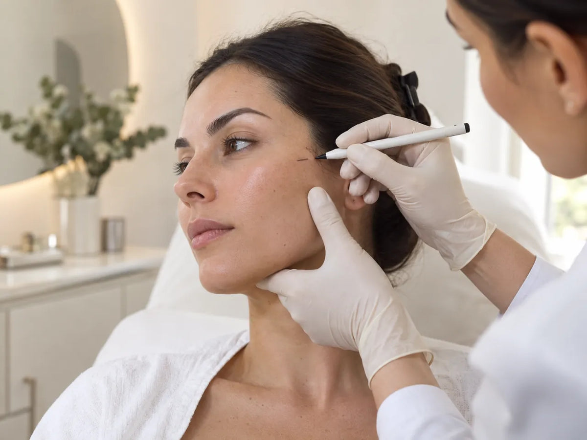 Planificación del tratamiento del contorno facial con marcador cutáneo