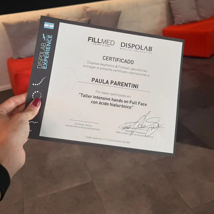 Certificado del taller hands on Full Face con ácido hialurónico, Córdoba, 2025