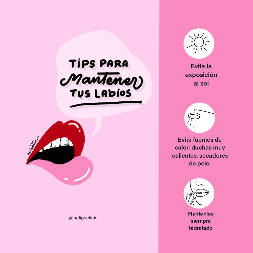 Ilustración con tips para mantener tus labios
